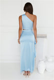 Beauty In The Spotlight Satin Maxi Skirt Blue