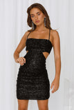 Dripping Honey Sequin Dress Black