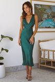 Always Sleek Satin Midi Dress Teal