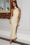 Girl Gleam Satin Maxi Dress Yellow