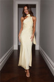 Girl Gleam Satin Maxi Dress Yellow