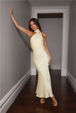 Girl Gleam Satin Maxi Dress Yellow