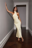 Girl Gleam Satin Maxi Dress Yellow