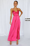 Reveal Your Mind Satin Midi Dress Hot Pink