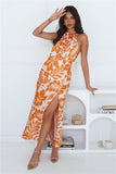 After Hour Style Halter Maxi Dress Orange