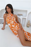 After Hour Style Halter Maxi Dress Orange