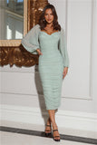 Double Fun Mesh Midi Dress Sage