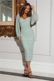 Double Fun Mesh Midi Dress Sage