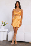 Wined Out Satin Dress Golden