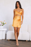 Wined Out Satin Dress Golden