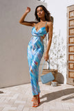 Aurora Rays Maxi Dress Blue