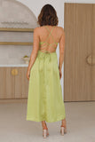 Early Mornings Satin Maxi Dress Green