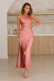 Poker Faced Satin Maxi Dress Pink