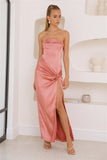 With You Satin Maxi Dress Coral