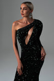 Lapani One Shoulder Sequin Maxi Dress - Bellabarnett