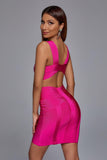 Laurel Deep V-neck Cocktail Dress - Hot Pink