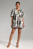 Liama Puff Sleeves Floral Mini Dress