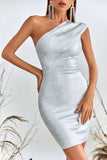 Lika Metallic Mini Bandage Dress - Silver