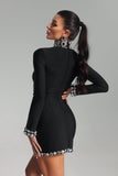 Margaret Diamante Long Sleeve Bandage Dress