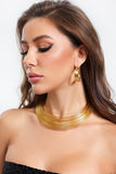 Mercedes Golden Earrings Necklace Set