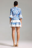 Mila Lace Patchwork Printed Mini Dress