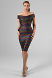 Mota Off Shoulder Midi Bandage Dress - Bellabarnett