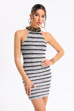 Muriel Black And White Crossneck  Dress