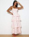 Floral Ruffle Slip Tiered Dress