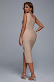 Naku One Shoulder Slit Midi Bandage Dress