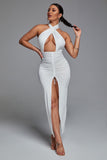 Nayeli Cross Halter Maxi Dress - White