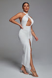 Nayeli Cross Halter Maxi Dress - White