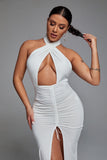 Nayeli Cross Halter Maxi Dress - White