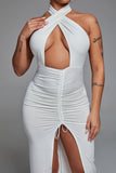 Nayeli Cross Halter Maxi Dress - White