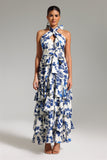 Ninon Halterneck Printed Layered Maxi Dress