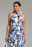 Ninon Halterneck Printed Layered Maxi Dress