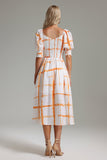 Ock Line Printed Smocking Dress