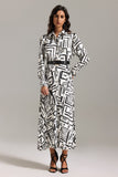 Oiama Printed Pleat Shirt Maxi Dress