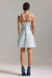 Olivia Flowers Halter Denim Mini Dress