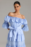 Patti Off Shoulder Ruffled Midi Dress