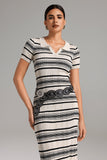 Print Polo Neck Knitted Dress