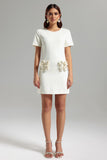 Raanana Flowers Crew Neck Mini Dress