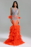 Rae Diamante Mesh Fishtail Maxi Dress