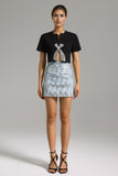 Rava Sequins Denim Mini Skirt