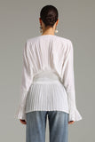 Riana Pleated V Neck Blouse