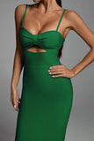 Hollow Bandage Dress - Green