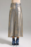 Sagona Metallic Midi Denim Skirt