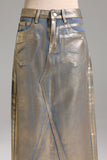 Sagona Metallic Midi Denim Skirt