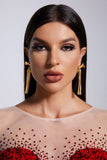 Saniyah Metallic Flower Diamante Fringe Earrings