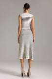 Sarai V Neck Stripe Knitted Midi Dress