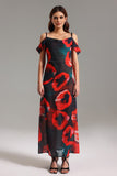 Sarna Printed Mesh Maxi Dress